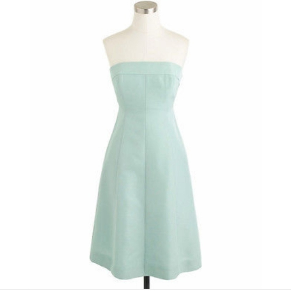 J. Crew Mint Sea Spray Maisie Classic Timeless Elegant Strapless Dress Sz 8